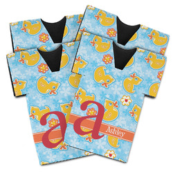 Rubber Duckies & Flowers Jersey Bottle Cooler - Set of 4 (Personalized)