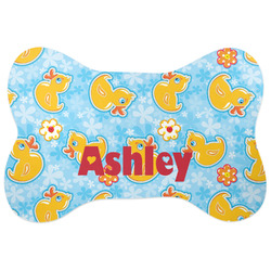 Rubber Duckies & Flowers Bone Shaped Dog Food Mat (Personalized)