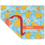 Rubber Duckies & Flowers Double-Sided Linen Placemat - Single w/ Name and Initial