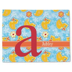 Rubber Duckies & Flowers Single-Sided Linen Placemat - Single w/ Name and Initial