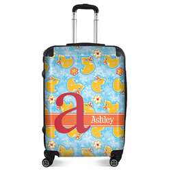 Rubber Duckies & Flowers Suitcase - 24" Medium - Checked (Personalized)