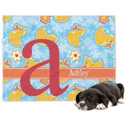 Rubber Duckies & Flowers Dog Blanket (Personalized)