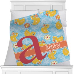 Rubber Duckies & Flowers Minky Blanket - Toddler / Throw - 60"x50" - Double Sided (Personalized)