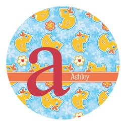 Rubber Duckies & Flowers Round Decal - Large (Personalized)