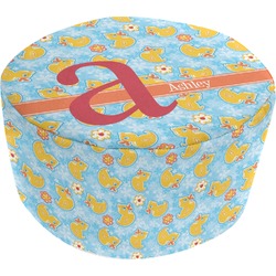 Rubber Duckies & Flowers Round Pouf Ottoman (Personalized)