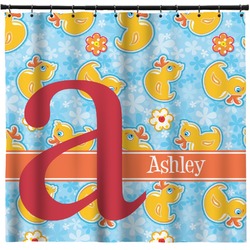 Rubber Duckies & Flowers Shower Curtain - 71" x 74" (Personalized)