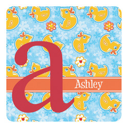 Rubber Duckies & Flowers Square Decal - Small (Personalized)