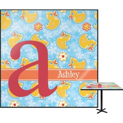 Rubber Duckies & Flowers Square Table Top - 24" (Personalized)
