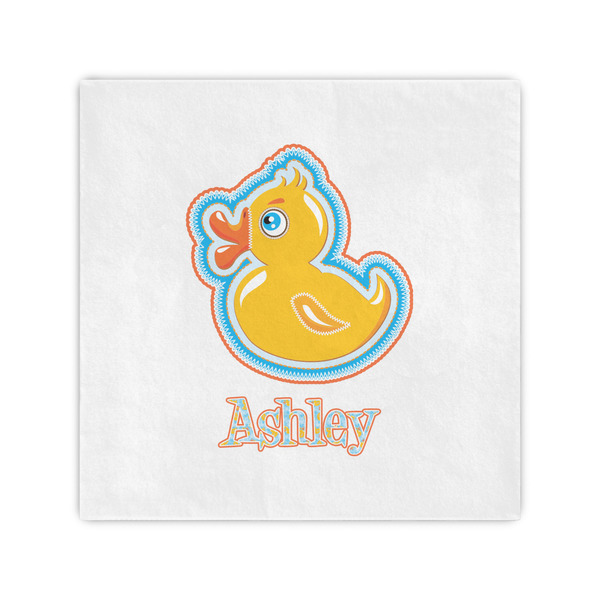 Custom Rubber Duckies & Flowers Standard Cocktail Napkins (Personalized)