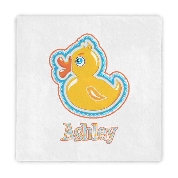 Custom Rubber Duckies & Flowers Decorative Paper Napkins (Personalized)