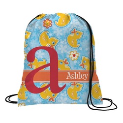 Rubber Duckies & Flowers Drawstring Backpack - Small (Personalized)