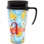 Rubber Duckies & Flowers Acrylic Travel Mug with Handle (Personalized)