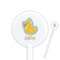 Rubber Duckies & Flowers White Plastic 5.5" Stir Stick - Round - Closeup