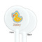 Rubber Duckies & Flowers White Plastic 5.5" Stir Stick - Single Sided - Round - Front & Back