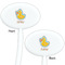 Rubber Duckies & Flowers White Plastic 7" Stir Stick - Double Sided - Oval - Front & Back