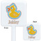 Rubber Duckies & Flowers White Plastic Stir Stick - Double Sided - Approval