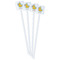 Rubber Duckies & Flowers White Plastic Stir Stick - Double Sided - Square - Front