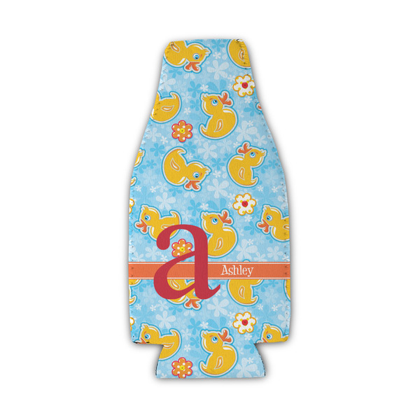 Custom Rubber Duckies & Flowers Zipper Bottle Cooler (Personalized)