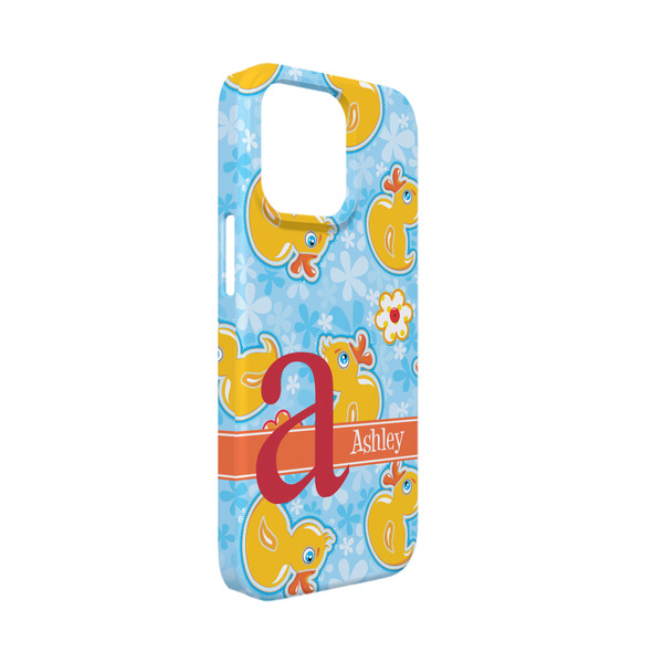 Custom Rubber Duckies & Flowers iPhone Case - Plastic - iPhone 13 Mini (Personalized)