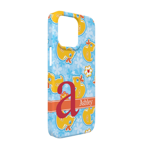 Custom Rubber Duckies & Flowers iPhone Case - Plastic - iPhone 13 Pro (Personalized)