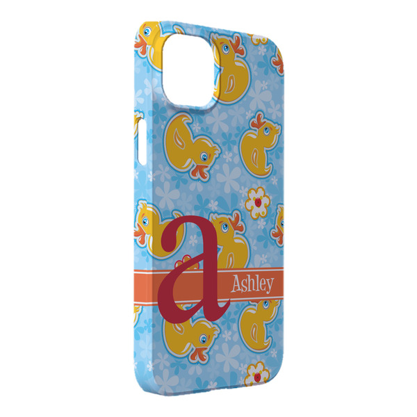 Custom Rubber Duckies & Flowers iPhone Case - Plastic - iPhone 14 Plus (Personalized)