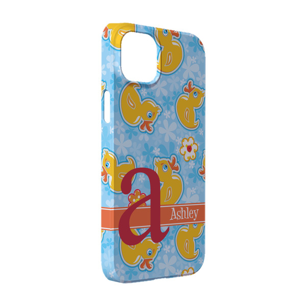 Custom Rubber Duckies & Flowers iPhone Case - Plastic - iPhone 14 Pro (Personalized)