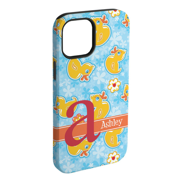 Custom Rubber Duckies & Flowers iPhone Case - Rubber Lined - iPhone 15 Plus (Personalized)