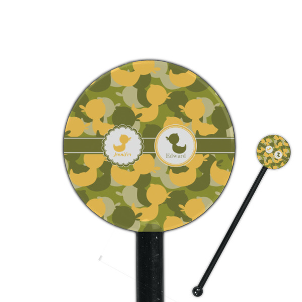 Custom Rubber Duckie Camo 5.5" Round Plastic Stir Sticks - Black - Double Sided (Personalized)