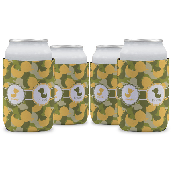 Custom Rubber Duckie Camo Can Cooler (12 oz) - Set of 4 w/ Multiple Names