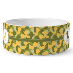 Rubber Duckie Camo Ceramic Dog Bowl (Personalized)