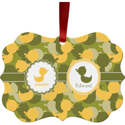 Rubber Duckie Camo Metal Frame Ornament - Double Sided w/ Multiple Names