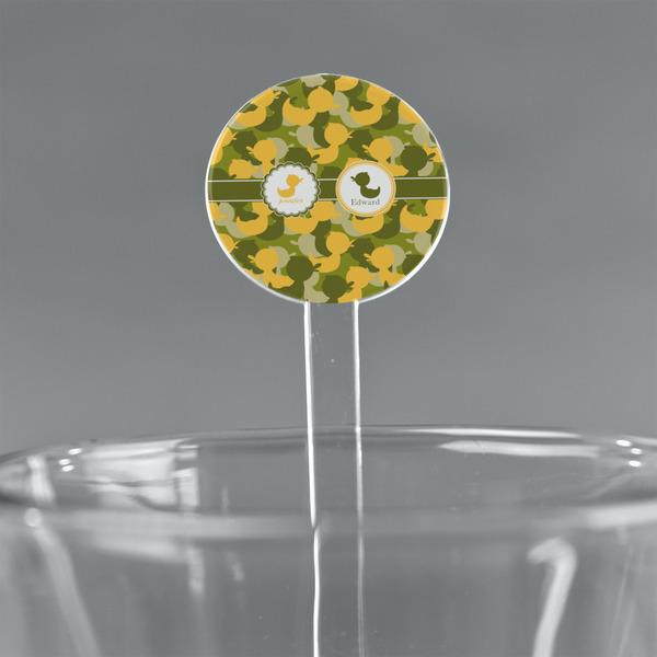 Custom Rubber Duckie Camo 7" Round Plastic Stir Sticks - Clear (Personalized)