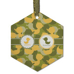 Rubber Duckie Camo Flat Glass Ornament - Hexagon w/ Multiple Names