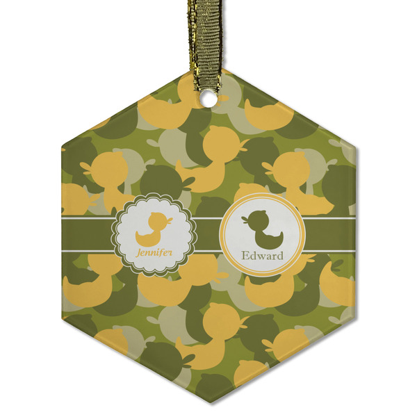 Custom Rubber Duckie Camo Flat Glass Ornament - Hexagon w/ Multiple Names