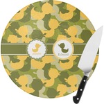Rubber Duckie Camo Round Glass Cutting Board (Personalized)