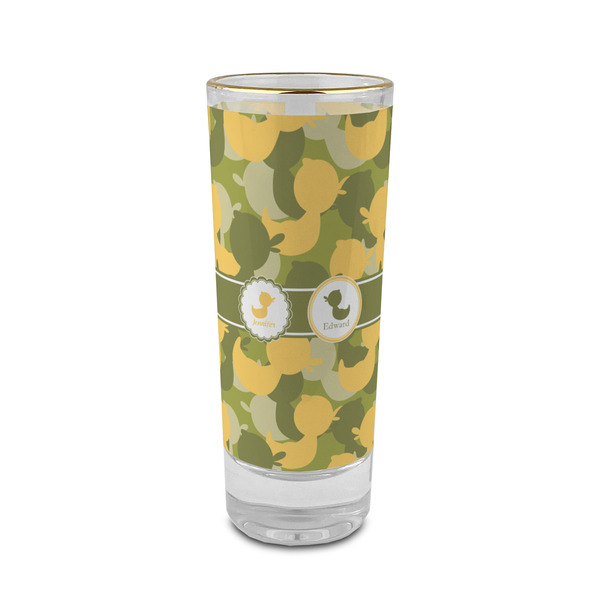 Custom Rubber Duckie Camo 2 oz Shot Glass -  Glass with Gold Rim - Single (Personalized)