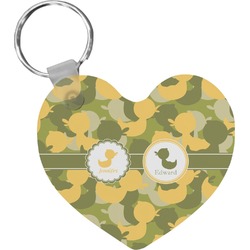 Rubber Duckie Camo Heart Plastic Keychain w/ Multiple Names