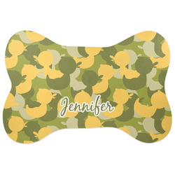 Rubber Duckie Camo Bone Shaped Dog Food Mat (Personalized)