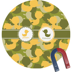 Rubber Duckie Camo Round Fridge Magnet (Personalized)