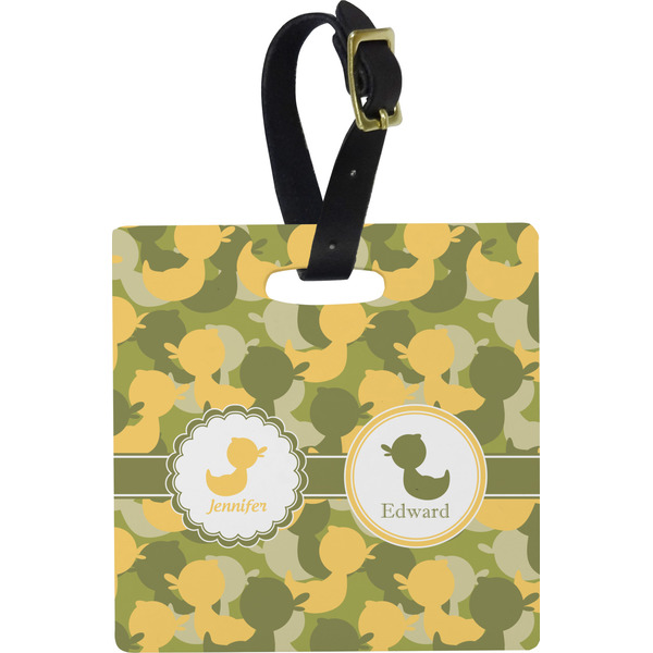 Custom Rubber Duckie Camo Plastic Luggage Tag - Square w/ Multiple Names