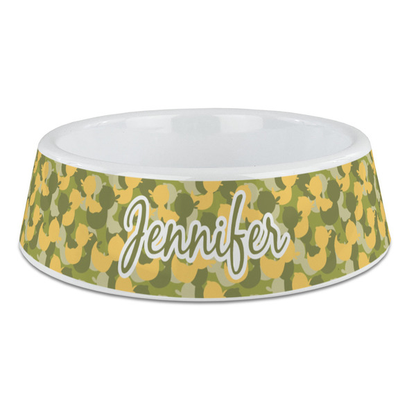 Custom Rubber Duckie Camo Plastic Dog Bowl - Large (Personalized)