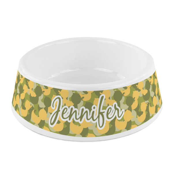 Custom Rubber Duckie Camo Plastic Dog Bowl - Small (Personalized)