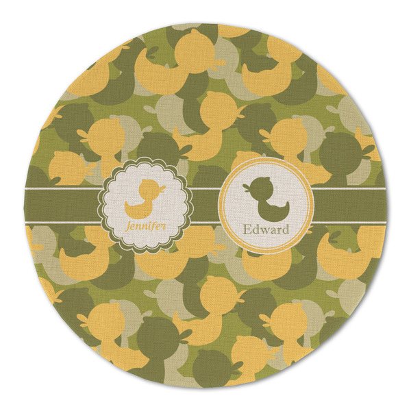 Custom Rubber Duckie Camo Round Linen Placemat - Single Sided (Personalized)