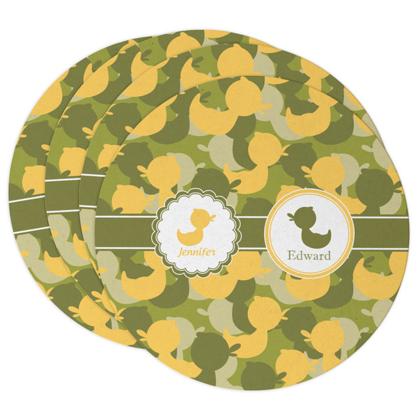 Custom Rubber Duckie Camo Round Paper Coasters w/ Multiple Names