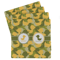 Rubber Duckie Camo Absorbent Stone Coasters - Set of 4 (Personalized)