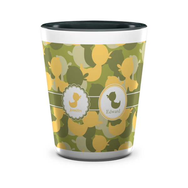 Custom Rubber Duckie Camo Ceramic Shot Glass - 1.5 oz - Two Tone - Single (Personalized)