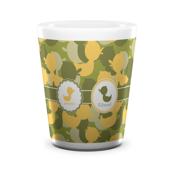 Custom Rubber Duckie Camo Ceramic Shot Glass - 1.5 oz - White - Set of 4 (Personalized)