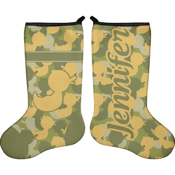 Custom Rubber Duckie Camo Holiday Stocking - Double-Sided - Neoprene (Personalized)