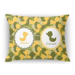 Rubber Duckie Camo Rectangular Throw Pillow Case - 12"x18" (Personalized)