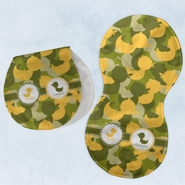 Custom Rubber Duckie Camo Burp Pads - Velour - Set of 2 w/ Multiple Names